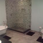 NEW LAYOT SHOWING MOSAIC GLASS BLISS TILE, RECESS LIGHT, FAN COMBO, CUSTOM GLASS FULL REMODEL