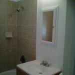 NEW GREEN BOARD DRYWALL WITH RECESS MEDICINE CABINET  ,SMALL VANITY, AND VANITY LIGHT.