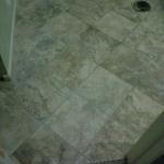 12X12 PORCELAIN STONE TILE SET IN DIAGONAL 3/16 GROUT LINES PEWTER